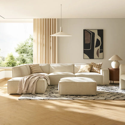 Canapé d'Angle Modulable Beige Crème