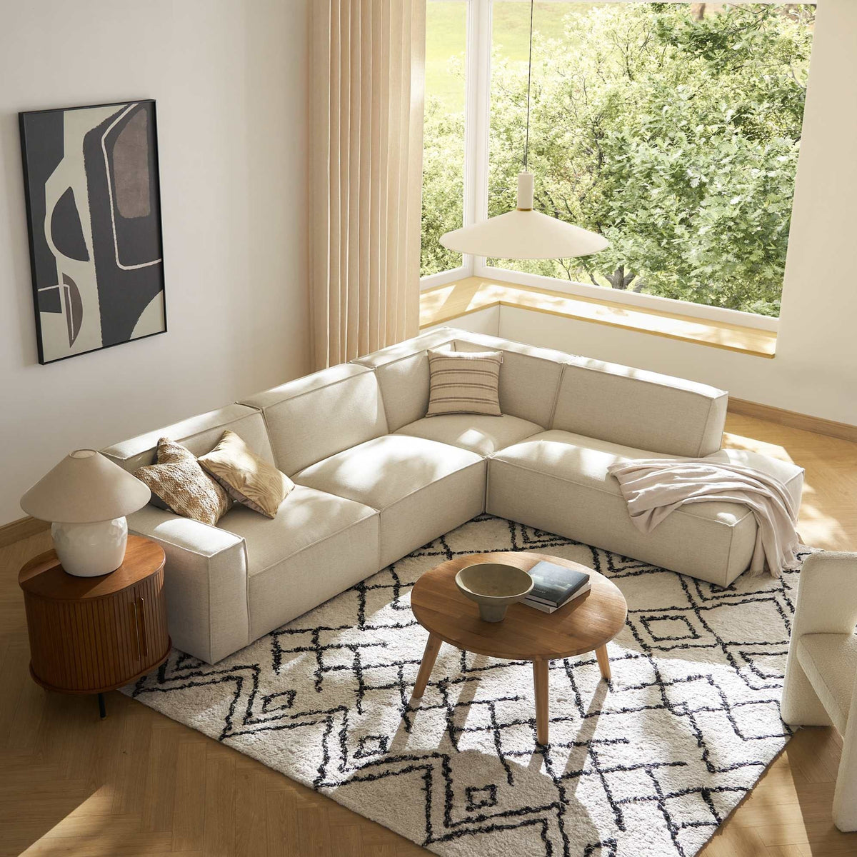 Canapé d'Angle Modulable Beige Crème